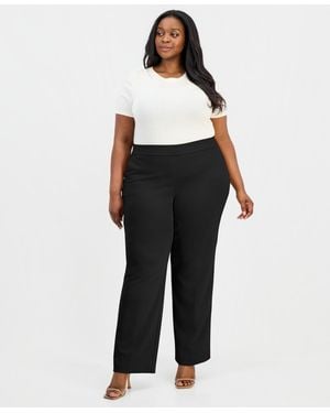 Anne Klein Essentials Plus Size Straight-leg Pull-on Pants - Blue
