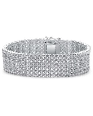 Genevive Jewelry Sterling Silver Cubic Zirconia Wide 6 Row Tennis Bracelet - Gray