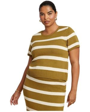 Eloquii Fitted Sweater Top - Green