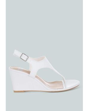 Rag & Co Wami Real Leather Wedge Heel Sandals - Blue