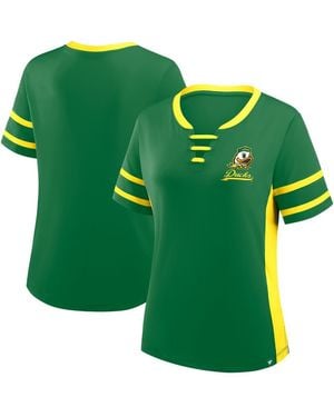 Fanatics Green/yellow Oregon Ducks Be Fearless Athena Lace-up T-shirt