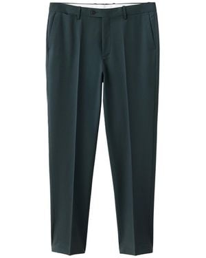 Mango Turin Slim-fit Wool Pressed-crease Dress Pants - Green