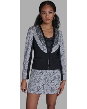 BCBGMAXAZRIA V-neck Printed Wrap Jacket - Gray