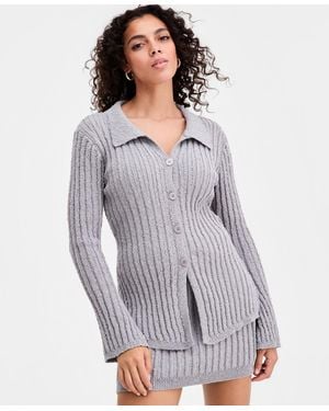BarIII Collared Hourglass Cardigan - Gray
