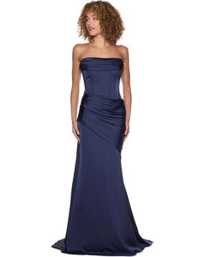 B Darlin Strapless Front Drape Neck Ball Gown - Blue