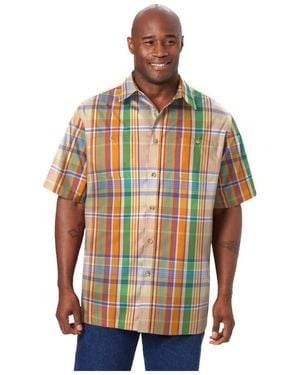 Kingsize Big & Tall Short-sleeve Plaid Shirt - Multicolor