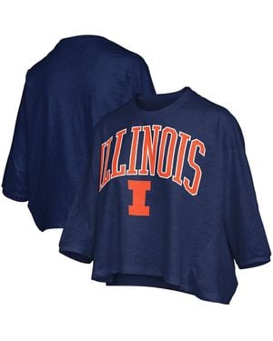 Pressbox Illinois Fighting Illini Midi Arch Over Logo Oversized T-shirt - Blue
