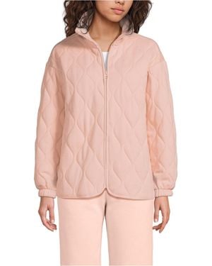 Lands' End Raindefense Serious Sweats Quilted Full Zip Jacket - Pink