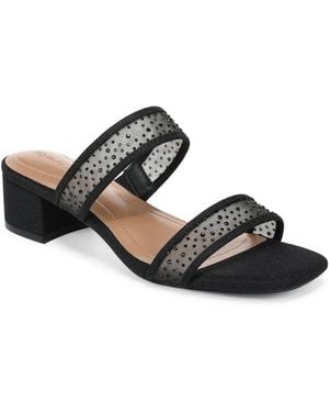 Style & Co. Violettt Two Band Mesh Evening Slip-on Sandals - Black
