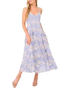 Cece Maxi A-line Embroidered Dress - Purple
