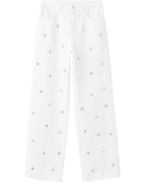 Mango Wide-leg Studded Jeans - White