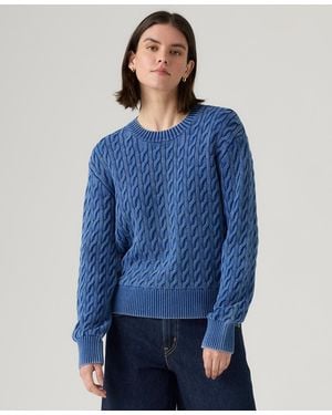 Levi's Boyfriend Cable Crewneck Sweater - Blue