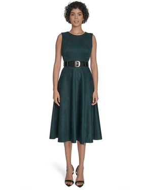 Calvin Klein Belted Midi Dress - Green