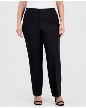 Tahari Plus Size Crepe Straight-leg Mid-rise Pants - Black