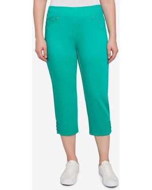 Ruby Rd. Petite Ladder Hem Soft Denim Capri Jeans - Green