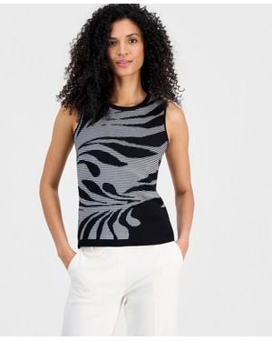 Anne Klein Jacquard-knit Tank - Blue
