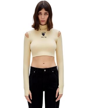 Pcfg Cotton Long Sleeve Crop Top - Natural
