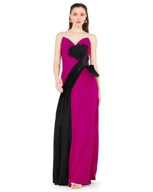Amiri Contrast Bow Detail Crepe Gown - Black