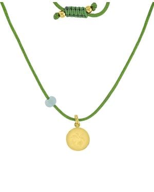 Roxy Waterproof Hibiscus Green Aventurine Adjustable Necklace - Metallic