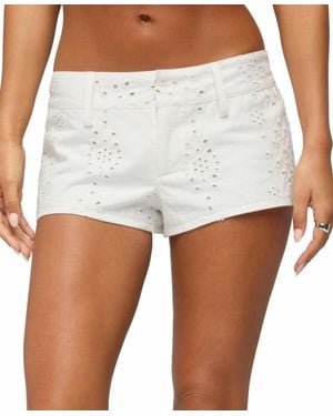 Edikted Wynell Eyelet Micro Shorts - White