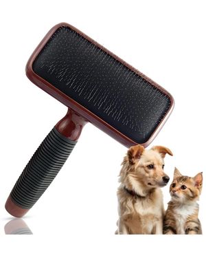 Aronkl Slicker Brush For Dogs Professional Grooming Undercoat Removal Long Short Hair Stainless Steel Pins Maplewood Handle - Brown