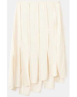Mango Selection Fringed Hem Midi Skirt - Natural