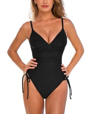 CUPSHE One-piece Cheeky Lace-up Swimsuit - Black