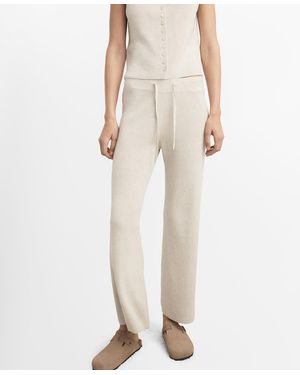 Mango Fluid Cotton-linen Woven Pants - Natural