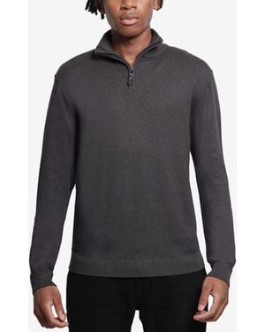 Xray Jeans Quarter Zip Mock Neck Sweater - Gray