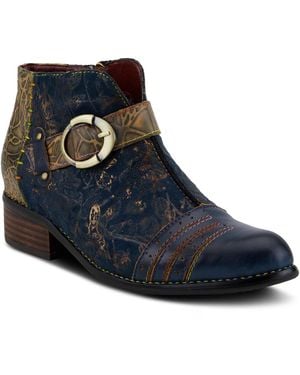 L'ARTISTE L Artiste S Georgiana Hand-painted Leather Booties - Blue