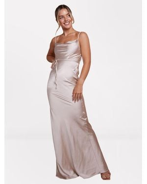 Six Stories Cami Cowl Front Satin Bridesmaid Dress - White
