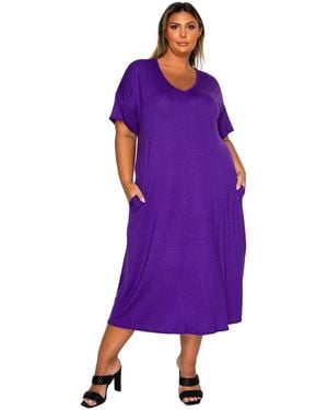 L I V D Plus Size Olivia Pocket Midi Dress - Purple