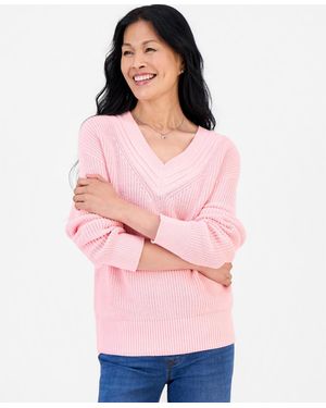 Style & Co. V-neck Long-sleeve Sweater - Pink