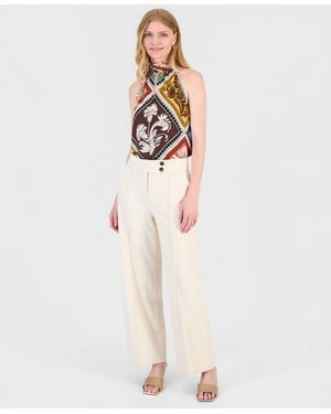 Tahari Extended Tab Wide Leg Pants - White