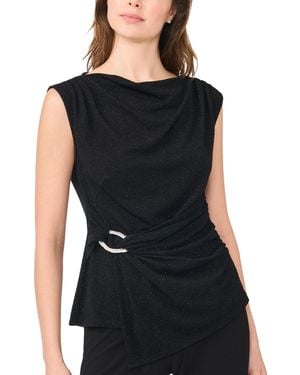 Msk Asymmetrical Shirred Waist Sleeveless Top - Black