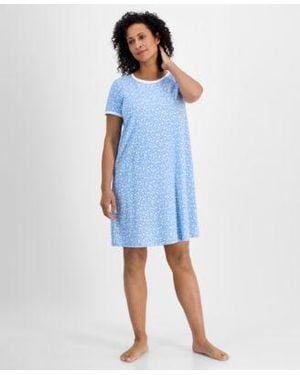 Charter Club Printed Short Sleeve Sleepshirt Exclusively At Macys Xs 3x - Blue