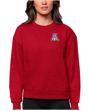 Antigua Arizona Wildcats Logo Victory Crewneck Pullover Sweatshirt - Red