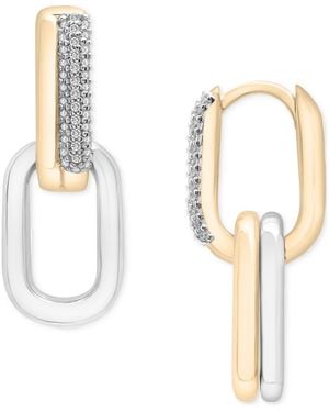 Audrey by Aurate Diamond Link Dangle Hoop Earrings (1/6 Ct. T.w. - Metallic