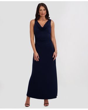 Kensie Draped Cowlneck Sleeveless Maxi Dress - Blue
