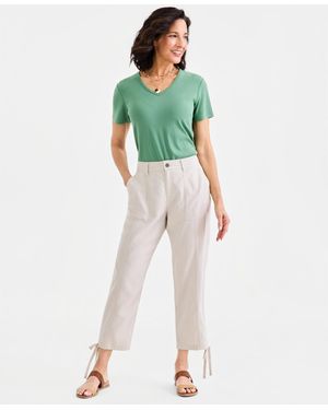 Style & Co. Tie-hem Linen-blend Pants - Green