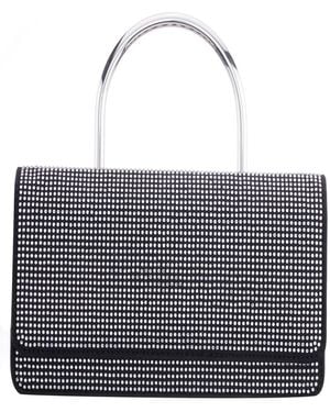 Nina Elongated Crystal Magnetic Snap Satchel Bag - Black