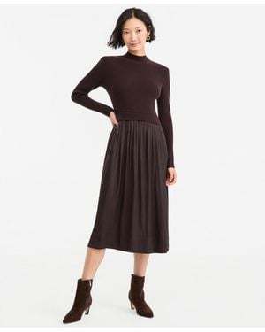 On 34th Long-sleeve Sweater Mixed-media Midi Dress - Multicolor
