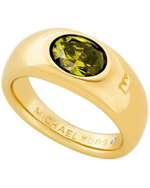 Michael Kors 14k Gold-plated Brass Oval Stone Ring - Metallic