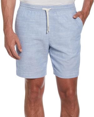 Cubavera Cross-dyed Slub Linen Drawstring 8" Shorts - Blue