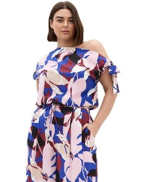 City Chic Plus Size Off-shoulder Short-sleeve Top - Blue
