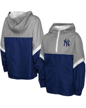 Mitchell & Ness Navy/gray New York Yankees Lightweight Anorak Half-zip Hoodie - Blue
