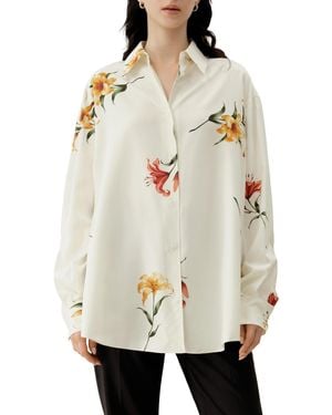 LILYSILK Print Oversize Top - Natural