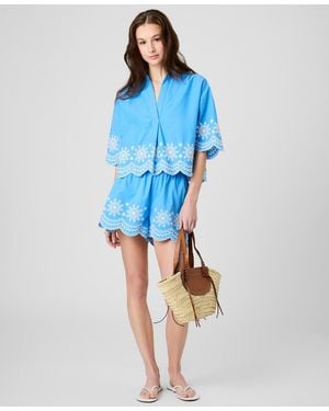 French Connection Alissa Cotton Embroidered Shorts - Blue