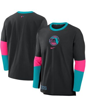 Nike Miami Marlins 2025 City Connect Authentic Collection Player Tri-blend Performance Long Sleeve T-shirt - Blue