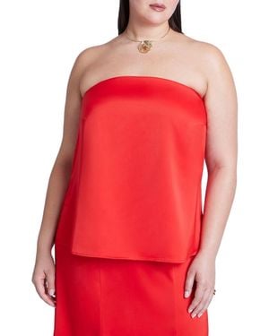 Eloquii Plus Size Column Satin Tube Top - Red